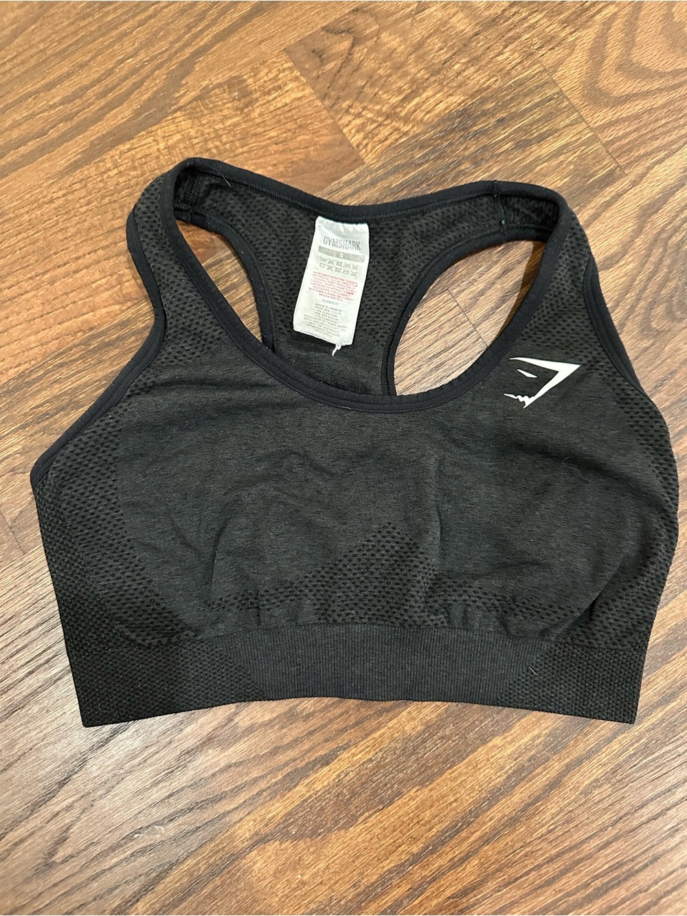 Gymshark Black Seamless Racerback Crop Sports Bra with Logo